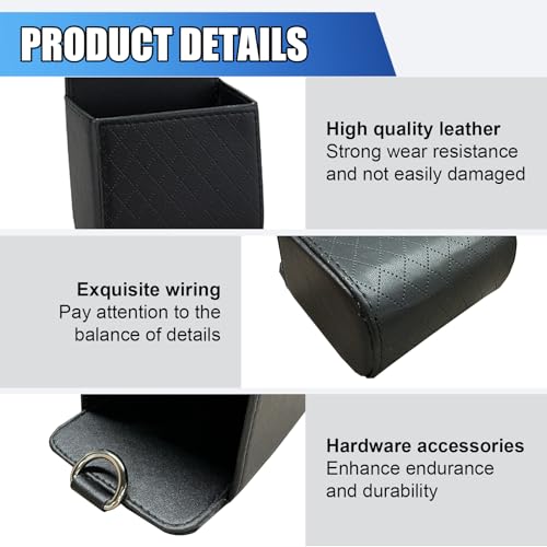 UHANBUT Car Vent Storage Bag, PU Leather Automotive Dashboard Organizer Pocket with Hook, Portable Vehicle Hanging Storage Pouch for Key, Coin, Cell Phone, Sunglasses (Black) - Image 3