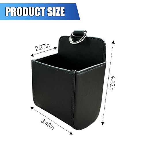 UHANBUT Car Vent Storage Bag, PU Leather Automotive Dashboard Organizer Pocket with Hook, Portable Vehicle Hanging Storage Pouch for Key, Coin, Cell Phone, Sunglasses (Black) - Image 2