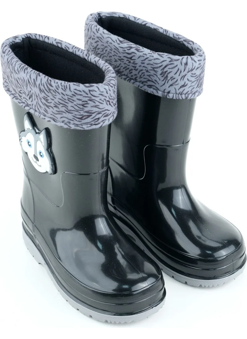 جيزر Boys Winter PVC Warm Lined Waterproof Rain Boots