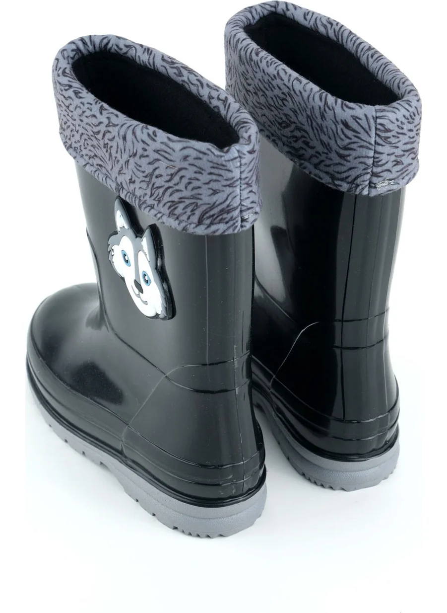 جيزر Boys Winter PVC Warm Lined Waterproof Rain Boots