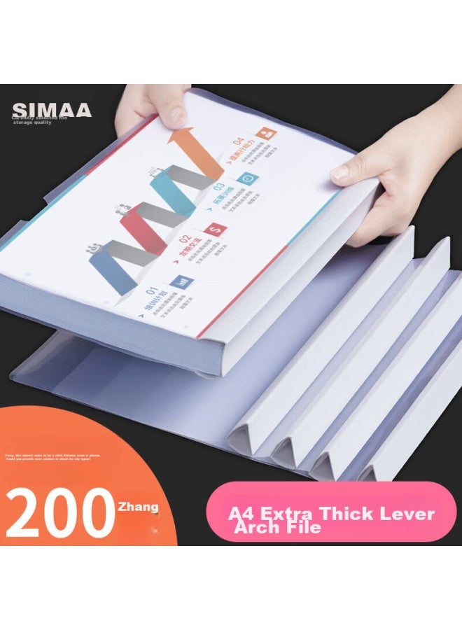 Simaa 5 A4 ملفات أرشيفية شفافة برافعة/مجلدات شريط انزلاقي/مجلدات تقارير، عمود فقري بعرض 25 مم، مجلدات السير الذاتية والتقارير، تخزين امتحانات الطلاب، أبيض 6151 - Image 1