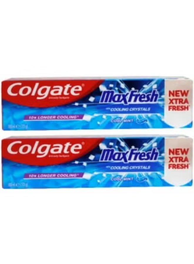 Colgate 2Pcs MaxFresh Cooling Crystals Fluoride Toothpaste Blue 100ml - Image 1