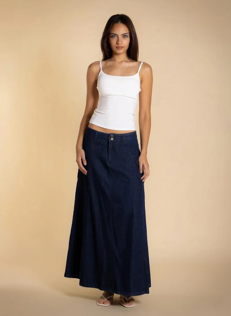 شايبس MAXI DENIM CARGO SKIRT