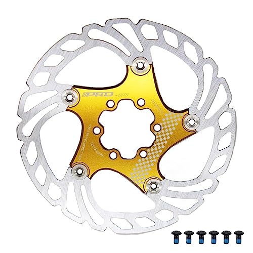 DJC Components DJC Bike Brake Disc Rotor MTB Floating Brake Disc 140mm 160mm 180mm 203mm with 6 Bolts Road Bike MTB BMX Steel Aluminum Brake Disc iiipro (4# Golden, 160mm) - Image 1