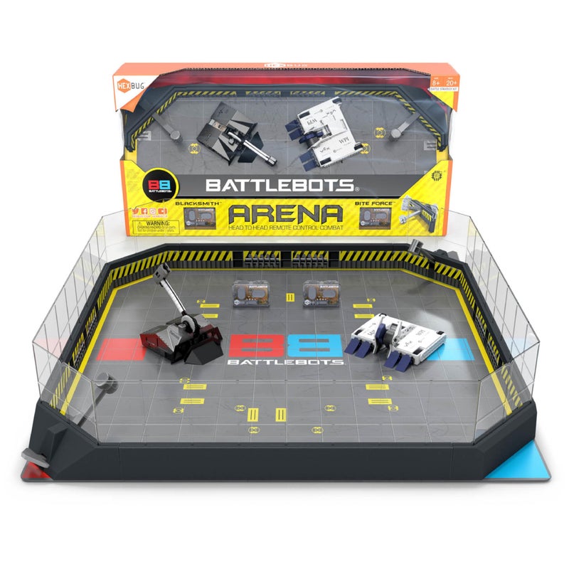 HEXBUG ساحة معركة BattleBots Bite Force Blacksmith ألعاب روبوت تحكم عن بعد للأطفال مع أكثر من 20 قطعة ألعاب STEM للأولاد والبنات من عمر 8 سنوات فما فوق مع بطاريات مضمّنة