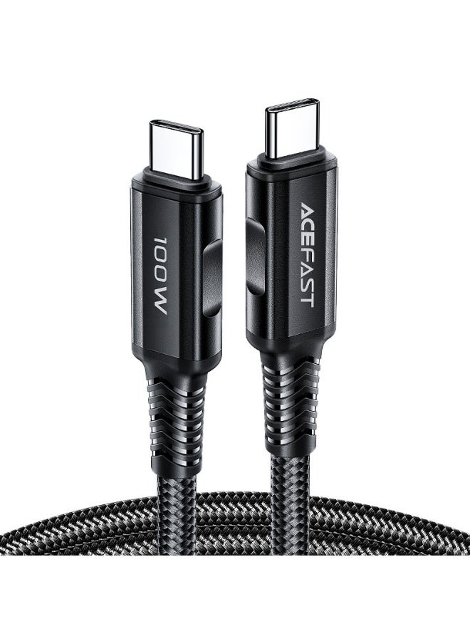 ACEFAST Charging Data Cable C4-03 USB-C to USB-C, 100W PD Fast Charging, 2m Extended Length, Built-in E-Marker Chip, Durable Design - Black - Image 1