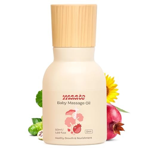 Maate Baby Massage Oil 50ml | For Newborn & Kids 0-12yr | Enriched With Brahmi, Noni & Pomegranate Seed | Light & Non-Sticky | Gentle on Baby's Skin | Cruelty-Free - Image 1