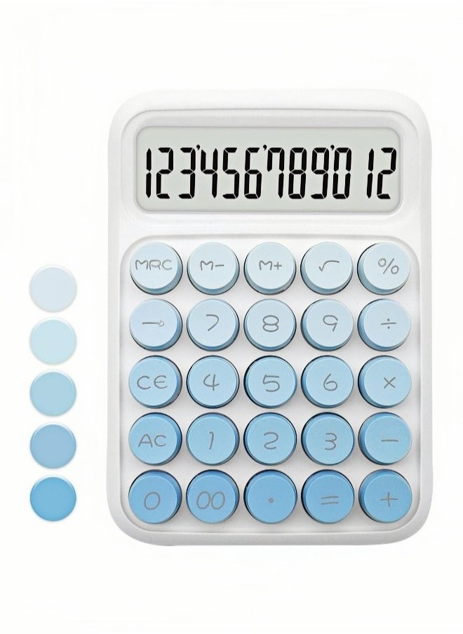ARUWA Standard Gradient Blue Calculator,12 Digit Display and Big Buttons, Cute Desk Calculator Office Teachers Students School Accessory  - Image 1