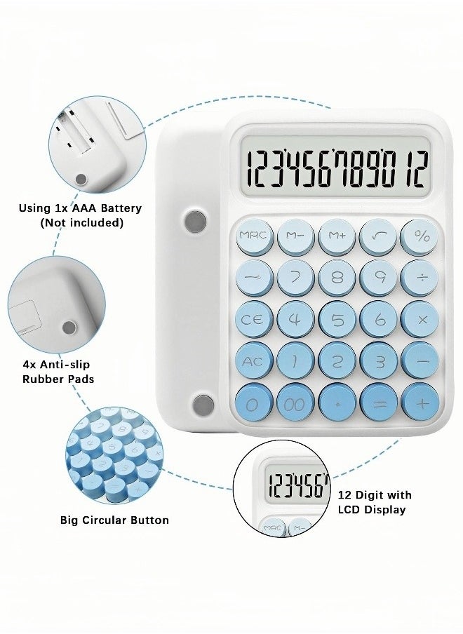 ARUWA Standard Gradient Blue Calculator,12 Digit Display and Big Buttons, Cute Desk Calculator Office Teachers Students School Accessory  - Image 2
