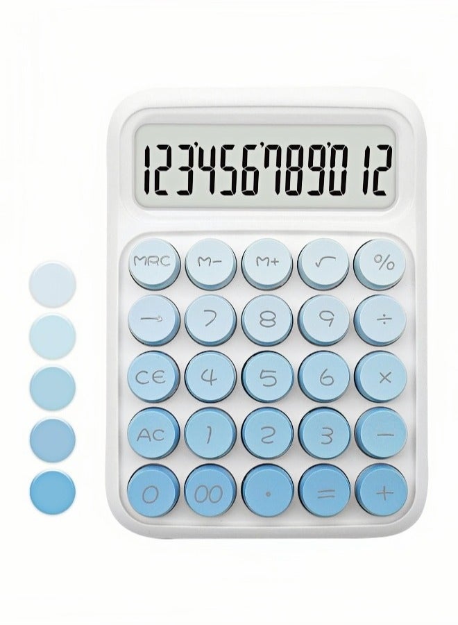 Generic Standard Gradient Blue Calculator,12 Digit Display and Big Buttons, Cute Desk Calculator Office Teachers Students School Accessory  - Image 1