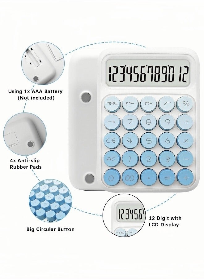Generic Standard Gradient Blue Calculator,12 Digit Display and Big Buttons, Cute Desk Calculator Office Teachers Students School Accessory  - Image 2