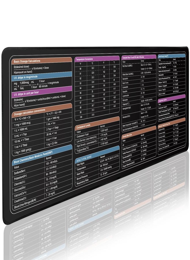 Enjoyard Nurse Working Mat Nursing Cheat Sheets Nursing Reference Mat Nursing Math Lab Values Dosage Calculation Conversions for Nurses Nursing Clinical RN Students - Image 1