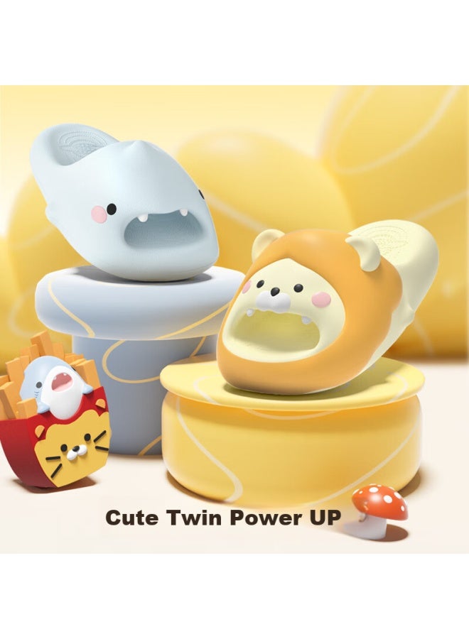 Chikoku Lion Shark Cute Cartoon Slippers Women Summer Home Thick Bottom Comfortable Soft Bottom Couple Home Cool Drag Men - Image 2