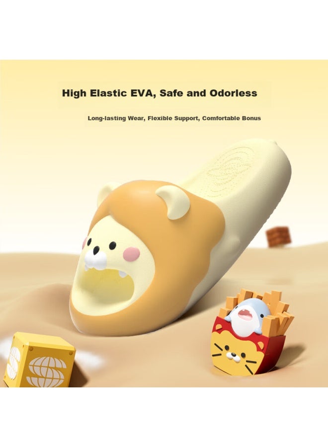 Chikoku Lion Shark Cute Cartoon Slippers Women Summer Home Thick Bottom Comfortable Soft Bottom Couple Home Cool Drag Men - Image 3