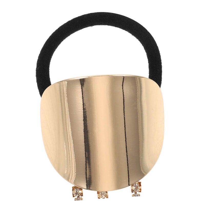 2pcs Metal Hair Elastics with Rhinestone Tassel Gold Oval Ponytail Holders for Women Stylish Hair Rope for Daily Wear - Image 3