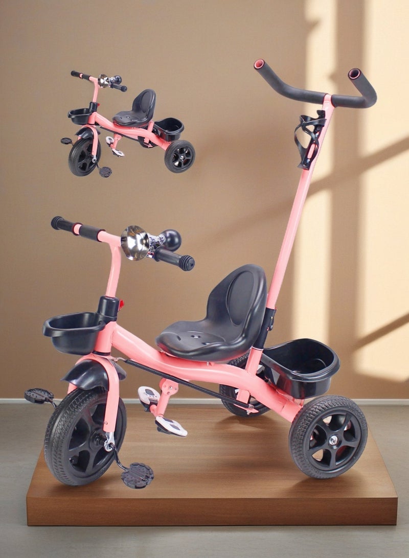 إيزي فيتشور دراجة ثلاثية العجلات للأطفال من إيزي فيوتشر مزودة بمقبض دفع للوالدين وسلة تخزين (رمادي، أحمر، وردي، يمكن الاختيار) - Image 1