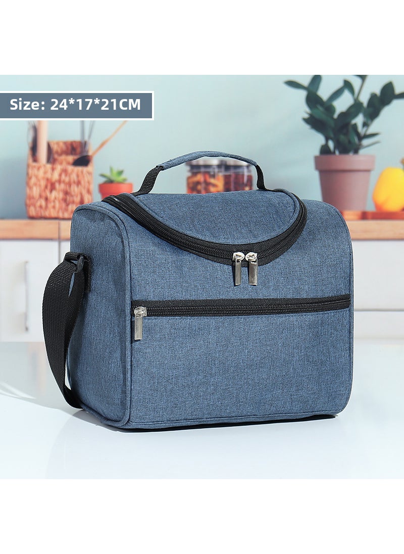Generic Large Insulated Lunch Bag Aluminum Foil Navy blue 