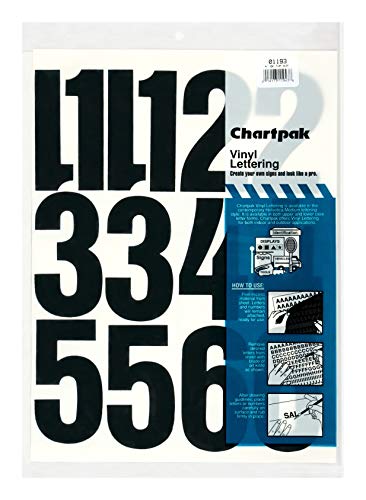 Chartpak Self-Adhesive Vinyl Numbers, 4" High, Black, 23 Per Pack (01193) - Image 1