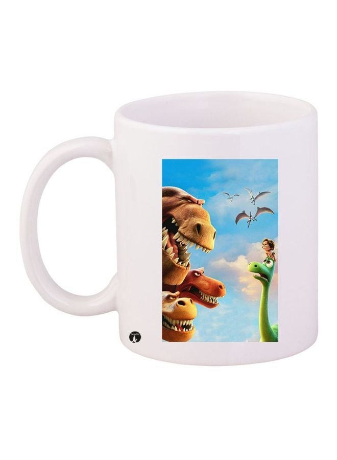 Cartoon Printed Coffee Mug White/Brown/Blue 11ounce