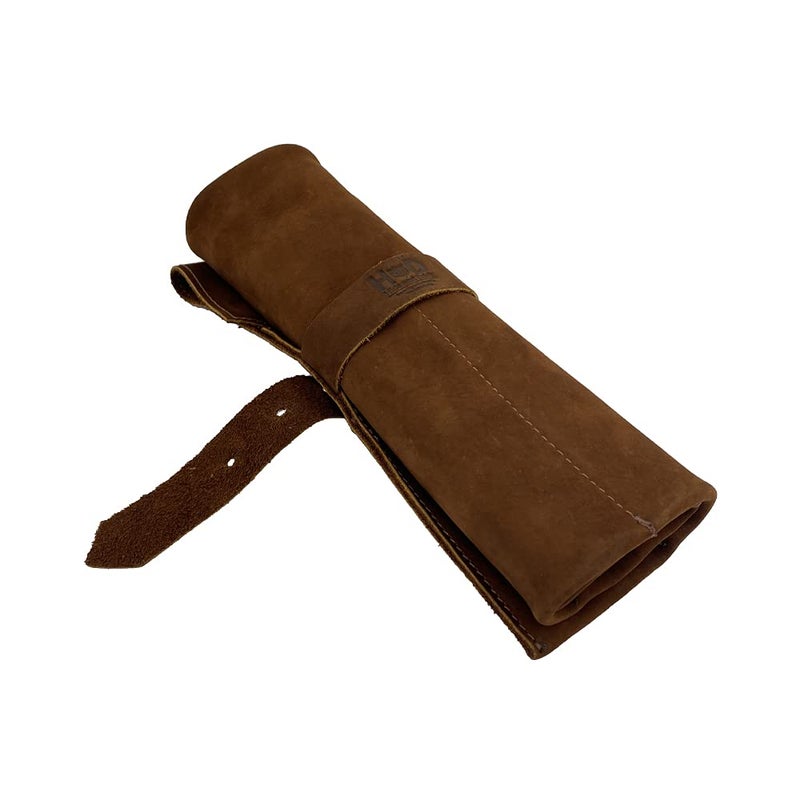 Hide & Drink, Large Tool Roll Up Bag (6 Slots), Portable Carry-On Pouch, Workshop Storage, Woodworking Tools Organizer, Full Grain Leather, Handmade, Swayze Suede - Image 4
