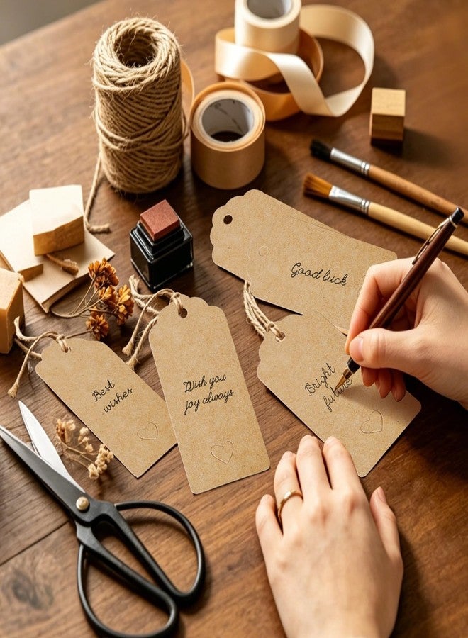 Yixiang Gift Tags,100 PCS Kraft Paper Gift Tags with Free 100ft(30m Natural Jute Twine for Christmas Holiday Gifts Wedding Favors Art Craft - Image 2