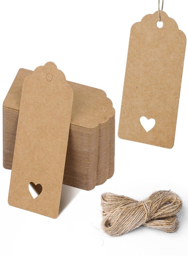 Yixiang Gift Tags,100 PCS Kraft Paper Gift Tags with Free 100ft(30m Natural Jute Twine for Christmas Holiday Gifts Wedding Favors Art Craft - Image 1
