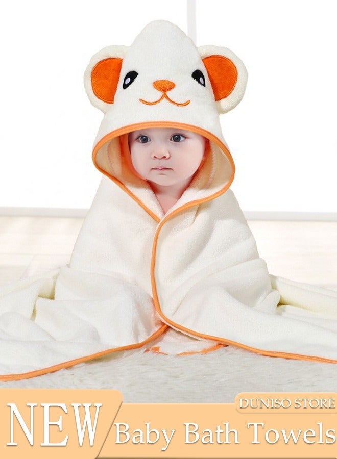 DUNISO Baby Bath Towels Newborn Hooded Baby Towel Ultra Absorbent and Soft Cotton Hooded Washcloth for Baby Toddler Infant Unisex Hooded Baby Bath Towel - Image 1