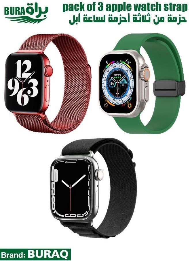 BURAQ - Apple Watch Band Strap For Apple Watch Ultra 2/Ultra 49mm, Series 10 46mm, 9/8/7 45mm, SE2/SE/6/5/4 44mm, 3/2/1 42mm - Image 1