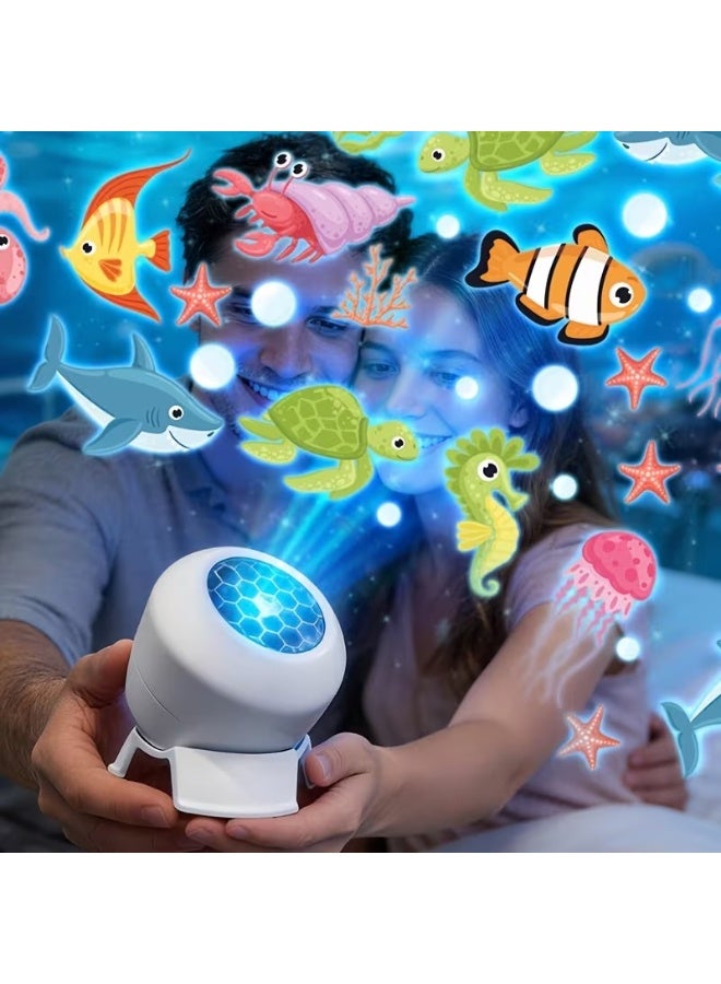 360° Rotating Dynamic LED Ocean Wave Projector, Marine Animal Ambient Spotlight Lamp, USB Powered Water Pattern Light for Bedroom & Game Room - Image 2