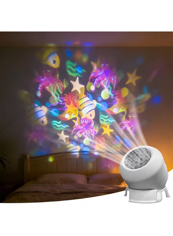 360° Rotating Dynamic LED Ocean Wave Projector, Marine Animal Ambient Spotlight Lamp, USB Powered Water Pattern Light for Bedroom & Game Room - Image 5