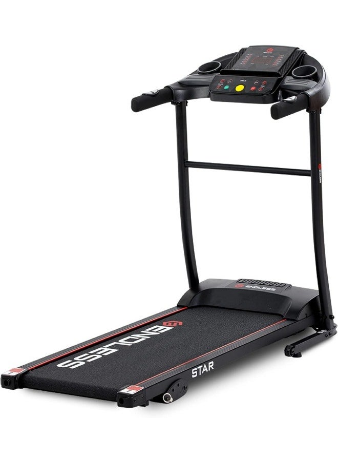 Endless S Treadmill for Home Use With 2.5 HP Peak Power DC Motor| Black | 100 Kg Max Weight and 10 Km/hr Max Speed Support | 410 mm Running Area | With Speakers | Foldable with Manual Incline - pzsku/Z23C403D93A3C9268B988Z/45/_/1723189240/e790f944-2857-4adc-aaa7-4adc8443e009