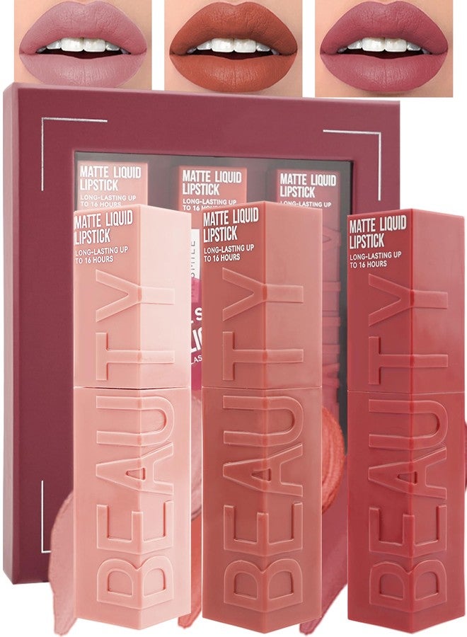 LYSdefeu Matte Lipstick Kit for Women,Nude Pink Lip Tint Stain Lipgloss Long Lasting - Image 1