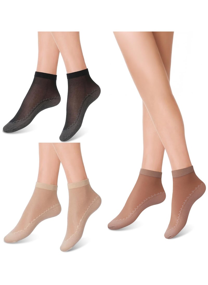 Women Ankle Stockings 12 Pack, Soft Nylon Ankle Socks With Reinforced Bottom And Toe, Black Nude Coffee Casual Daily Foot Accessory - Image 2