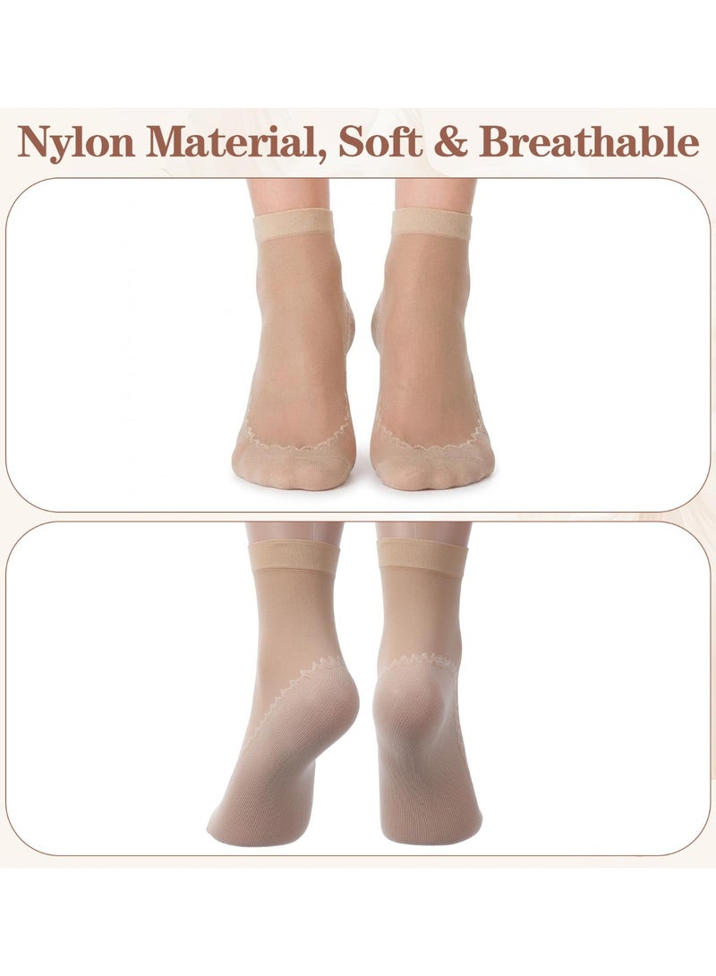 Women Ankle Stockings 12 Pack, Soft Nylon Ankle Socks With Reinforced Bottom And Toe, Black Nude Coffee Casual Daily Foot Accessory - Image 4