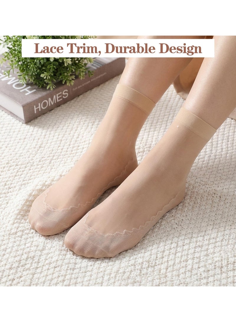 Women Ankle Stockings 12 Pack, Soft Nylon Ankle Socks With Reinforced Bottom And Toe, Black Nude Coffee Casual Daily Foot Accessory - Image 5
