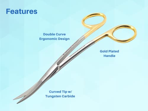 Artman Instruments Scissors 5.5 inch LaGrange Double curved tungsten carbide inserts Gold Plated handle | Dental ENT EYE DERMA Embroidery Applique & Fabric Stitches - Image 3