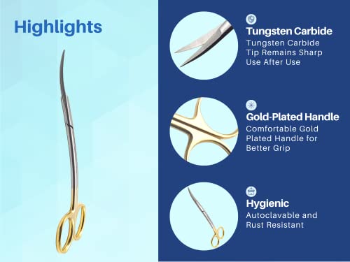 Artman Instruments Scissors 5.5 inch LaGrange Double curved tungsten carbide inserts Gold Plated handle | Dental ENT EYE DERMA Embroidery Applique & Fabric Stitches - Image 4