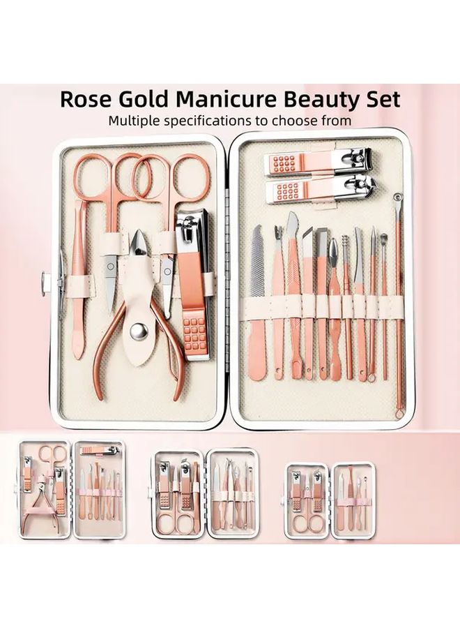 مجموعة Rose Golden للعناية بالأظافر والأقدام مكونة من 7 قطع مع شفرات متينة وعلبة قابلة للطي - Image 2