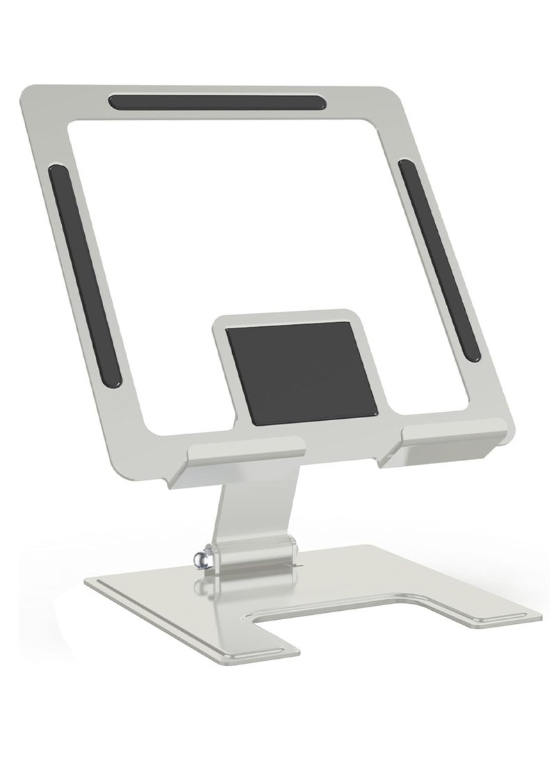 Tablet Desktop Stand, Durable Steel Design, Easily Folds and Stores in Corners and Directions, Stable Support Base Without Shaking - Freely Extendable to Fit All Usage Positions, Ideal for Working from Home, Live Streaming, Gaming, Watching TV Series - Silver Color, Suitable for Various Tablets - Image 1