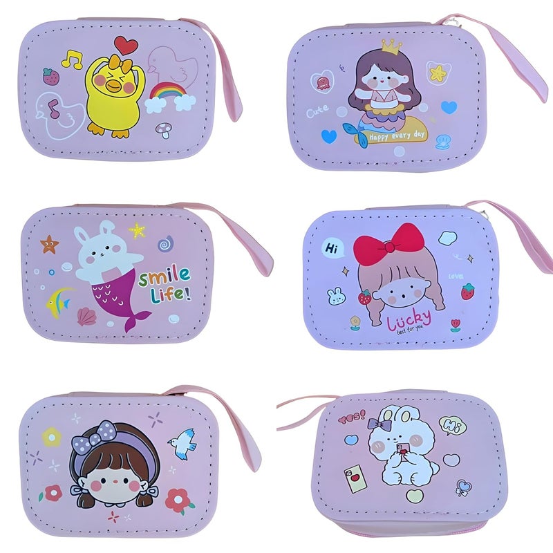 REPISH Rectangular Small Wallets for Women Coins Zipper Pocket Purse for Girls Kids Storage Bag Stylish Coin Pouch Bag Birthday Gift Return Gift Multidesign Pack of 1 (Color:Multi) - Image 1