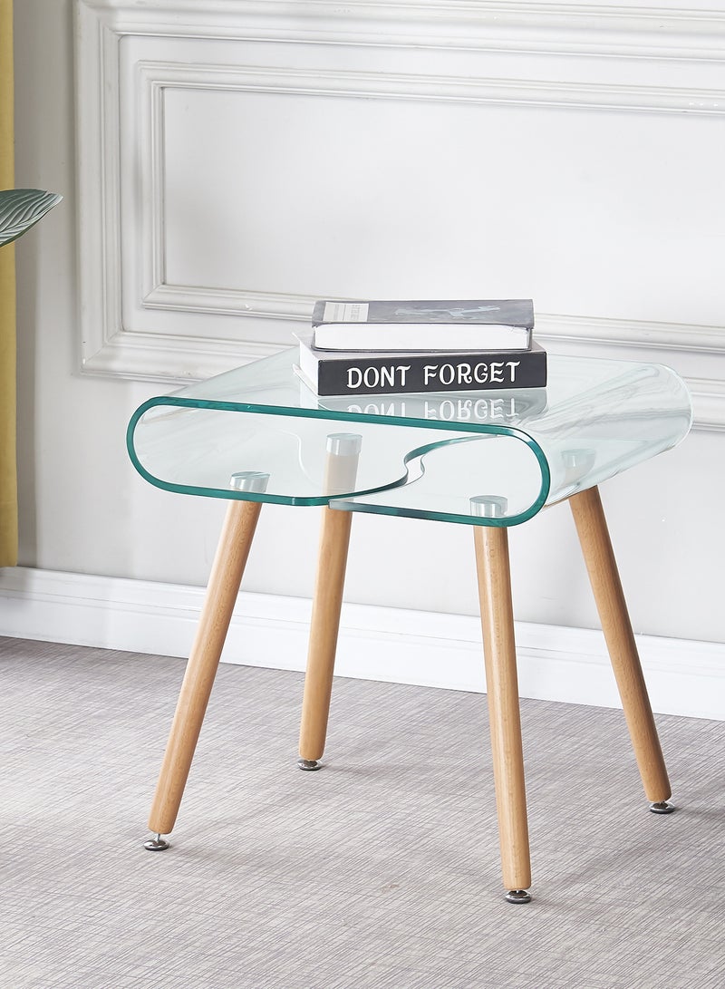 طاولة نهاية الزجاج الواضحة ، طاولة جنب السرير لغرفة النوم ، طاولات جانبية صغيرة على شكل O لغرفة المعيشة ، أريكة منحنية أثاث المكتب المنزلي الحديث - Image 1
