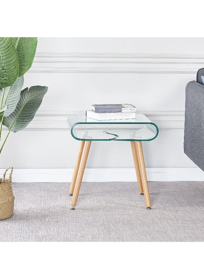 طاولة نهاية الزجاج الواضحة ، طاولة جنب السرير لغرفة النوم ، طاولات جانبية صغيرة على شكل O لغرفة المعيشة ، أريكة منحنية أثاث المكتب المنزلي الحديث - Image 2