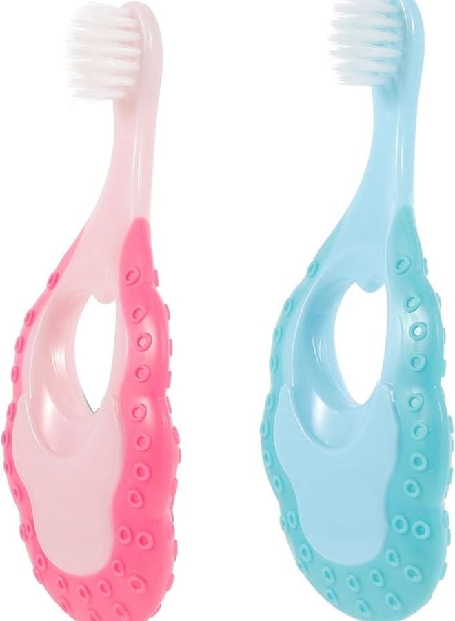 2 حزمة فرشاة أسنان ناعمة الشعيرات للأطفال، تصميم يدوي لطيف لعادات فموية صحية - Image 1