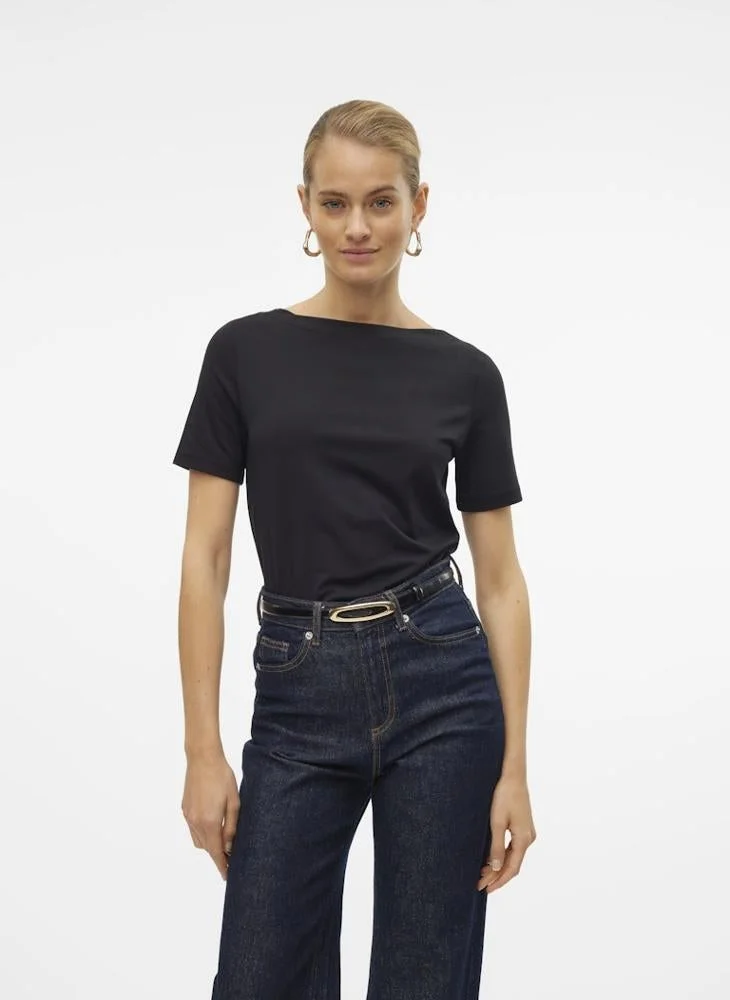 VERO MODA Casual Boat Neck T-Shirt