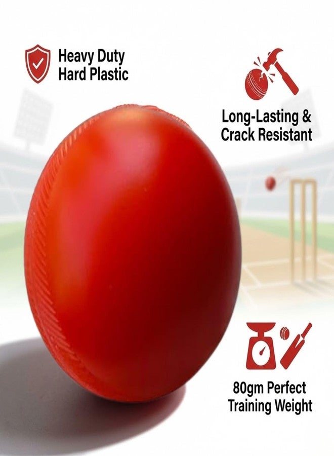 STEFFER Plastic Cricket Training Balls 80gm | Heavy Duty Balls for Practice, Indoor & Outdoor Cricket | Hard Plastic Ball for Bounce & Bowling Drills (Red) (Pack of 12) - Image 3