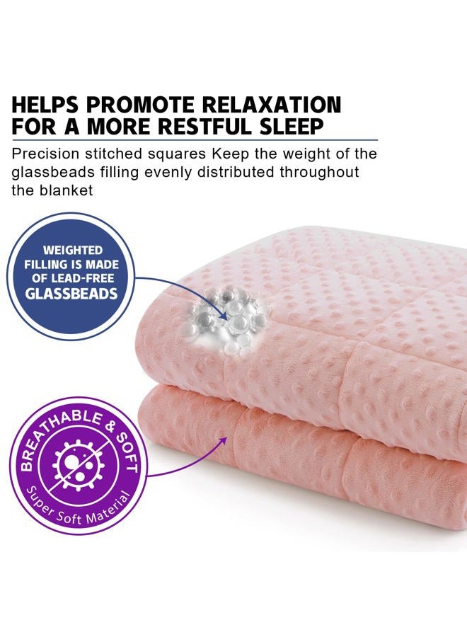 Huloo Sleep Weighted Blanket Twin 15lbs for Adult(48"×78",Pink) Breathable Soft Minky Weighted Throw Blanket for All Season,Heavy Blanket with Premium Glass Beads - Image 3