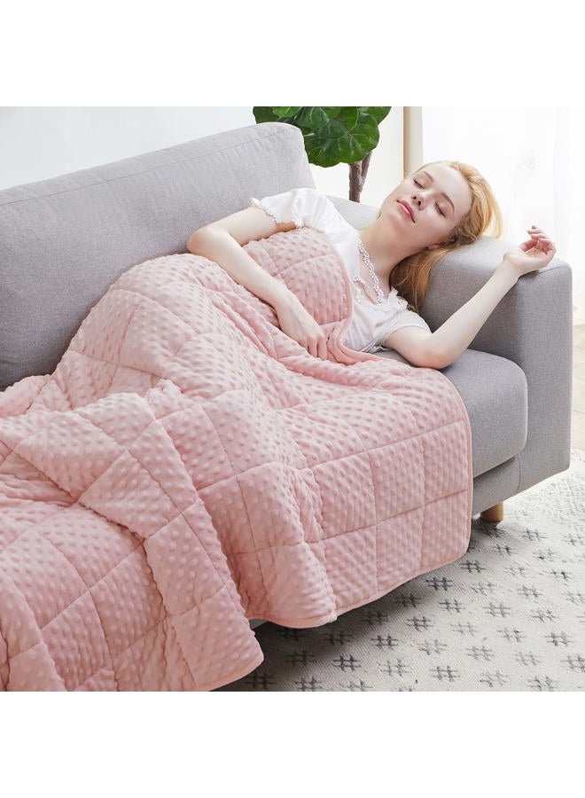 Huloo Sleep Weighted Blanket Twin 15lbs for Adult(48"×78",Pink) Breathable Soft Minky Weighted Throw Blanket for All Season,Heavy Blanket with Premium Glass Beads - Image 1