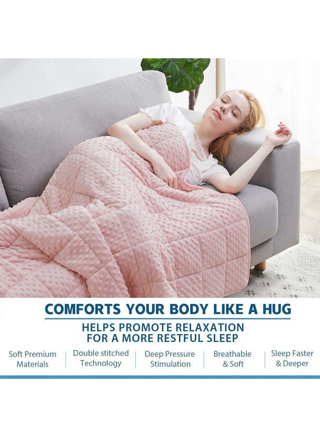 Huloo Sleep Weighted Blanket Twin 15lbs for Adult(48"×78",Pink) Breathable Soft Minky Weighted Throw Blanket for All Season,Heavy Blanket with Premium Glass Beads - Image 4