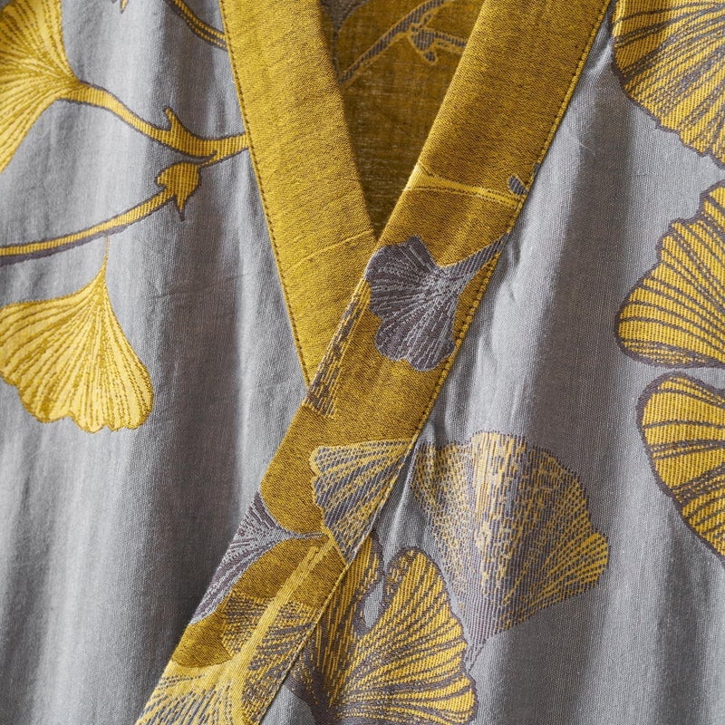 Kimono Robe Purefair 100% Cotton Gauze Ginkgo Leaf Print - Image 4