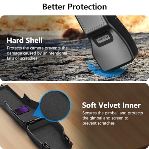 AMAZEAR Gimbal Screen Protective Cover for DJI Osmo Pocket 3 Accessories, Lens Cap Hard Case for Xtra Muse Gimbal Vlog Camera with Soft Lining, Compact Design, Quick Open/Close, Black - Image 4